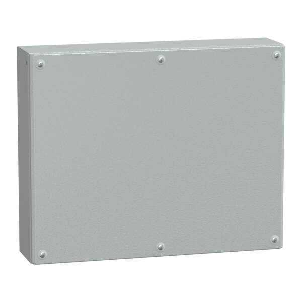 Metal industrial box plain door H400xW500xD120 IP66 IK10 RAL 7035 - Schneider Electric - NSYSBM405012