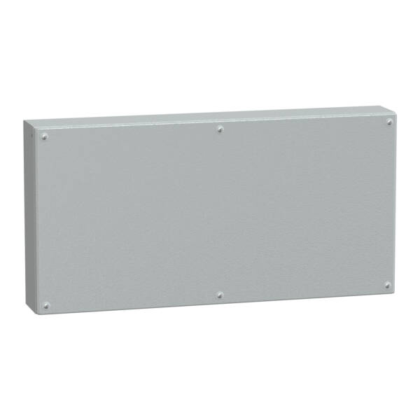 Metal industrial box plain door H400xW800xD120 IP66 IK10 RAL 7035 - Schneider Electric - NSYSBM408012