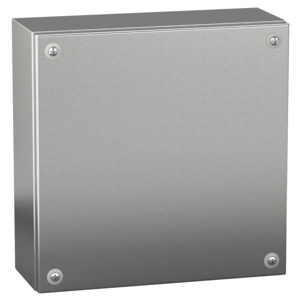 "Stainless steel wall mounted industrial box, PanelSeT SBX, 200x200x80 mm, IP66" - Schneider Electric - NSYSBX20208