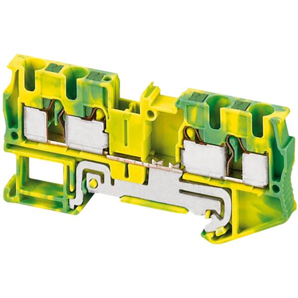 PUSH-IN TERMINAL, PROTECTIVE EARTH, 4 POINTS, 4MM², GREEN-YELLOW - Schneider Electric - NSYTRP44PE