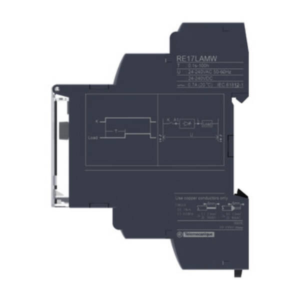 Modular timing relay, 0.7 A, 1 CO, 1 s..100 h, on delay, solid state output, 24..240 V AC/DC - Schneider Electric - RE17LAMW