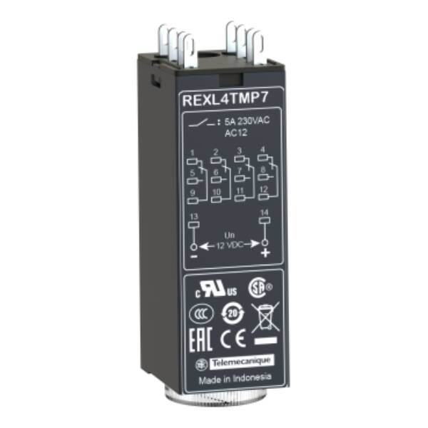 Modular timing relay, 5 A, 4 CO, 0.1 s..100 h, on-Delay, 230 V AC - Schneider Electric - REXL4TMP7