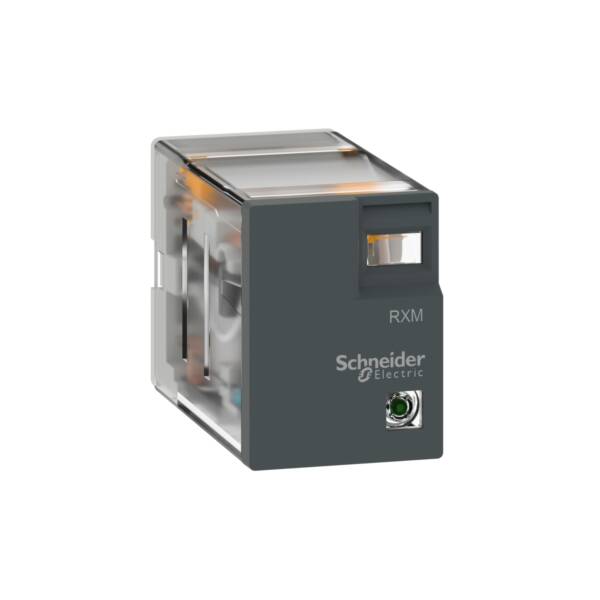 miniature plug-in relay - Harmony RXM2L - 2 C/O - 24 V DC - 5 A - with LED - Schneider Electric - RXM2LB2BD