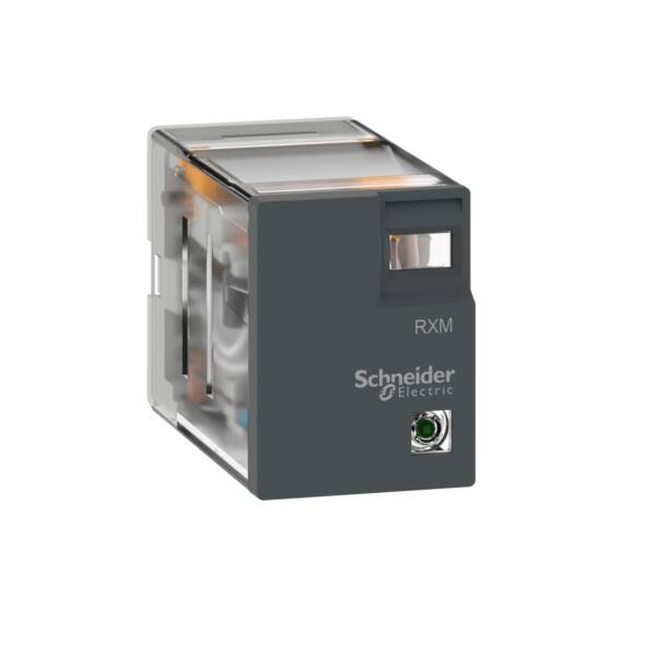 miniature plug-in relay - Harmony RXM2L - 4 C/O - 230 V AC - 3 A - with LED - Schneider Electric - RXM4LB2P7