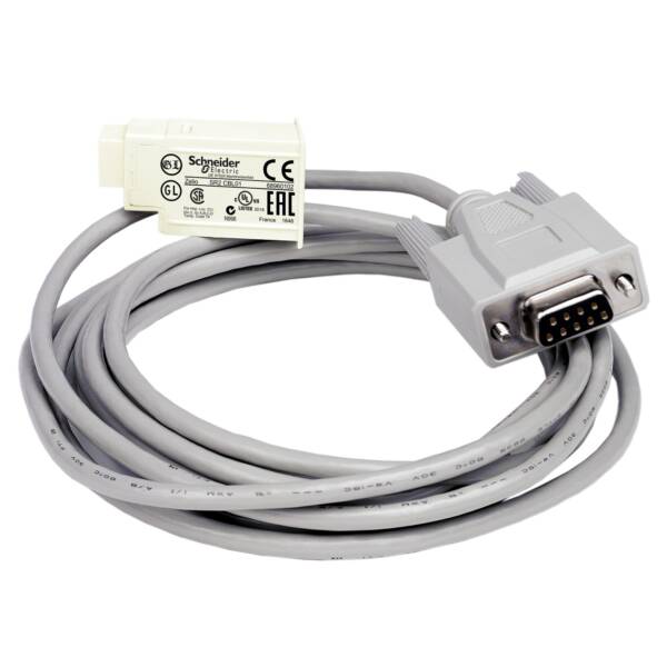 SUB-D 9-pin PC connecting cable - for smart relay Zelio Logic - 3 m - Schneider Electric - SR2CBL01