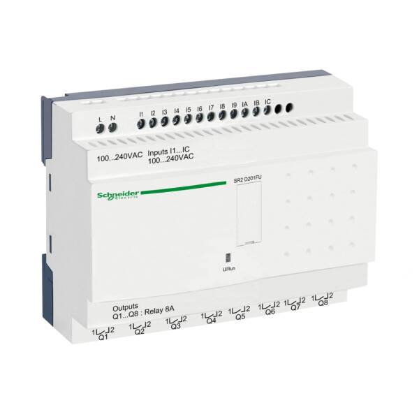 compact smart relay Zelio Logic - 20 I O - 100..240 V AC - no clock - no display - Schneider Electric - SR2D201FU