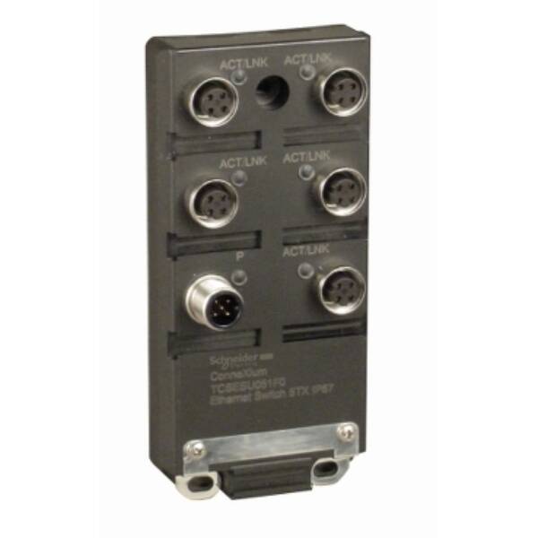 Ethernet ConneXium switch 5 x 10BASE-T/ 100BASE-TX ports - 24 V DC - IP67 - M12 - Schneider Electric - TCSESU051F0