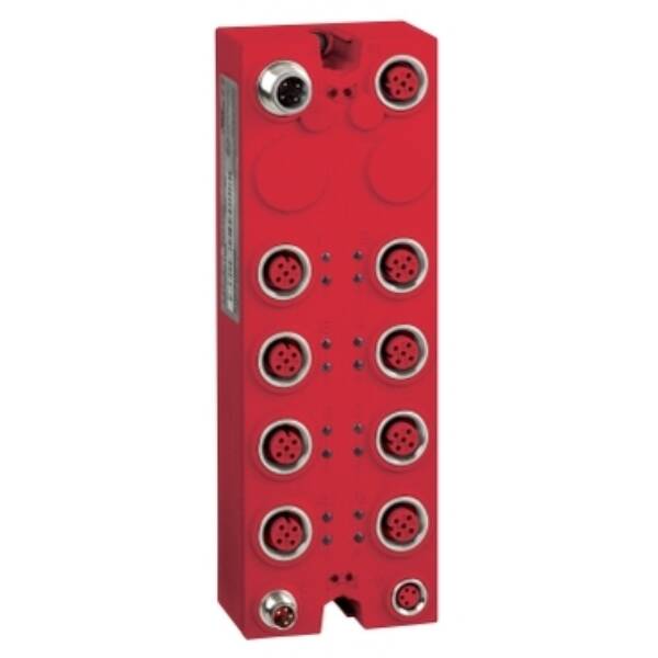 Safety discrete I/O expansion block, Modicon TM7, IP67, 8 DI, 24 V DC, 2 A, M12 connector - Schneider Electric - TM7SDI8DFS