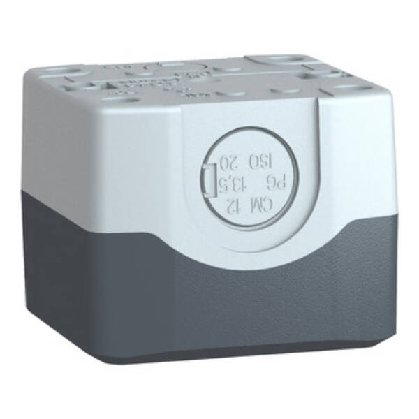 Empty enclosure, plastic, dark grey lid, for push button Ø22, 1 cut-out - Schneider Electric - XALD01