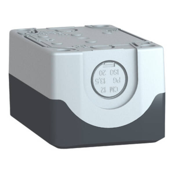 Empty enclosure, plastic, dark grey lid, for push button Ø22, 2 cut-outs - Schneider Electric - XALD02