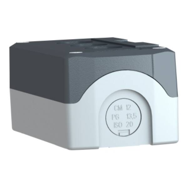 dark grey empty enclosure lid with light grey base - 3 cut-outs - Schneider Electric - XALD03