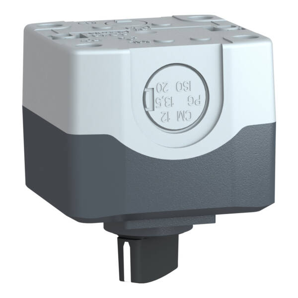 Harmony XALD, XALK, Control station, plastic, dark grey, 1 selector switch, Ø22, 1 NO, legend holder marked ARRET / MARCHE, - Schneider Electric - XALD132