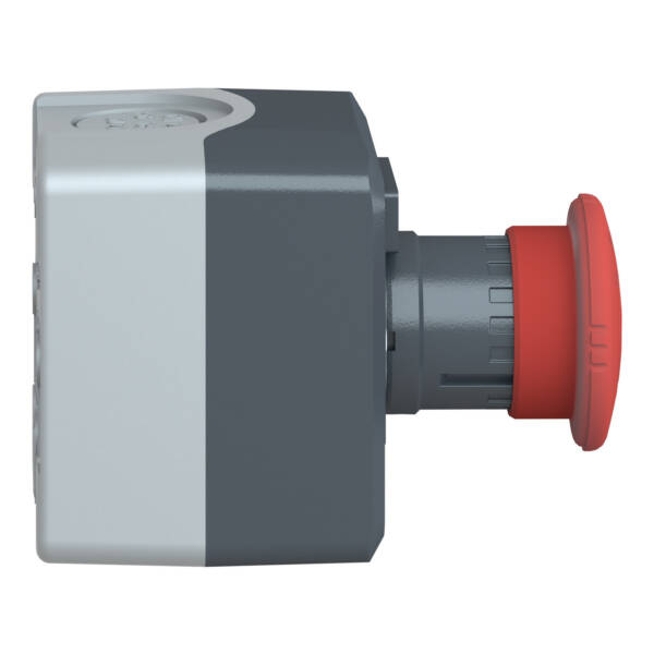dark grey station - 1 red mushroom head pushbutton Ø40 spring return 1NC "Arret" - Schneider Electric - XALD164