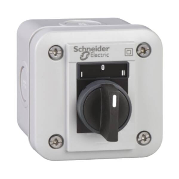 control station XAL-E - selector switch 3 position - I-O-II - white - 2 NO - Schneider Electric - XALE1333