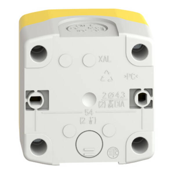 Harmony, Control station, plastic, yellow, 1 red mushroom head push button Ø40, emergency stop turn to release, 1 NC, legend holder EMERGENCY STOP - Schneider Electric - XALK1781H29