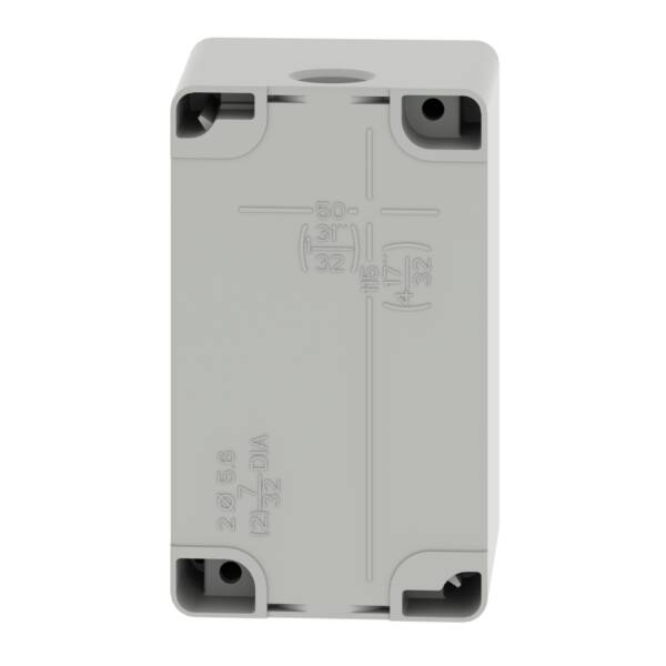 Empty enclosure, zinc alloy, grey RAL 7032, 2 cut-outs, Ø22 mm, 80x130x77 mm - Schneider Electric - XAPG29502