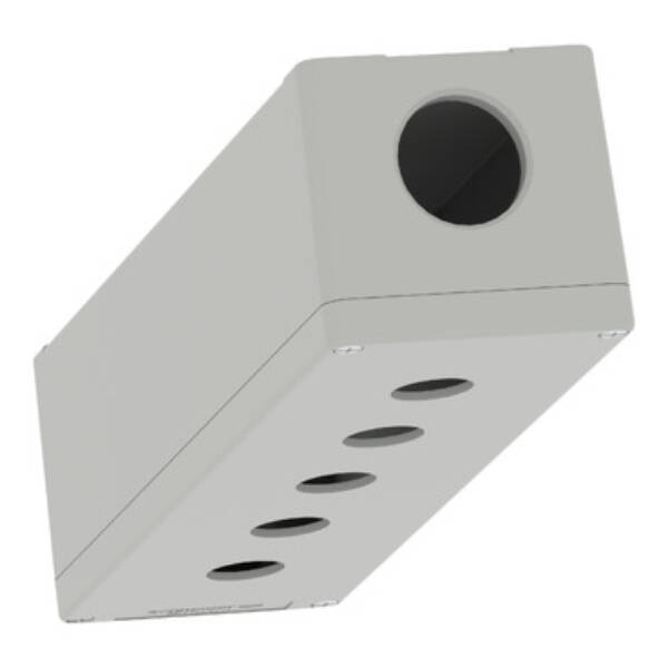 Empty enclosure, aluminum, grey RAL 7032, 5 cut-outs, Ø22 mm, 85x310x77 mm - Schneider Electric - XAPG59505