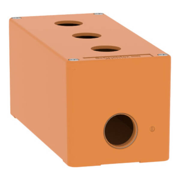 Harmony XAP, XB2 SL, Empty control station, zinc alloy, orange, M25, 3 cut-outs 22mm, 80 x 175 x 77 - Schneider Electric - XAPO3503
