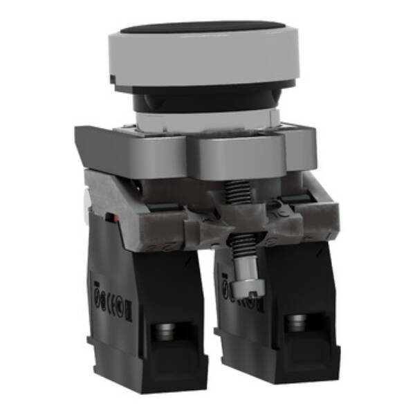 Harmony XB4, Push button, metal, flush, black, Ø22, spring return, unmarked, 1 NO + 1 NC - Schneider Electric - XB4BA25