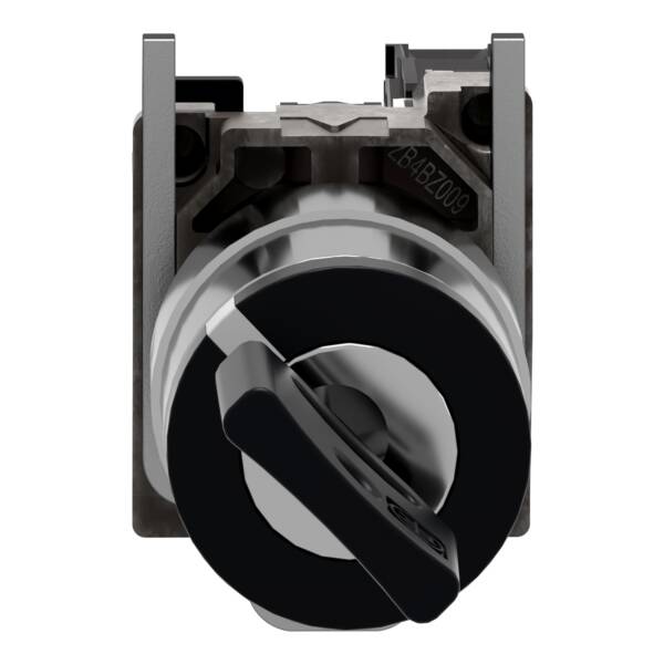 Key switch selector, metal, black, Ø22, key n°455, 2 positions, spring return right to left, 1 NO - Schneider Electric - XB4BG61
