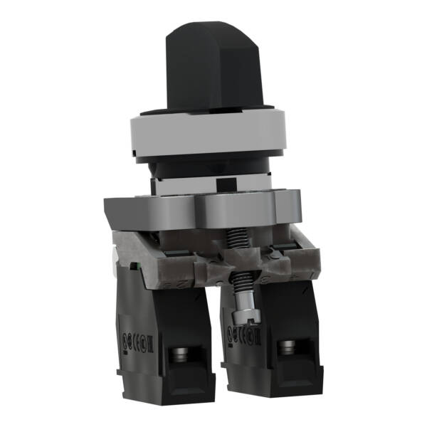 Harmony XB4, Selector switch, metal, black Ø22, long handle, 3-positions, stay put, 2 NO - Schneider Electric - XB4BJ33