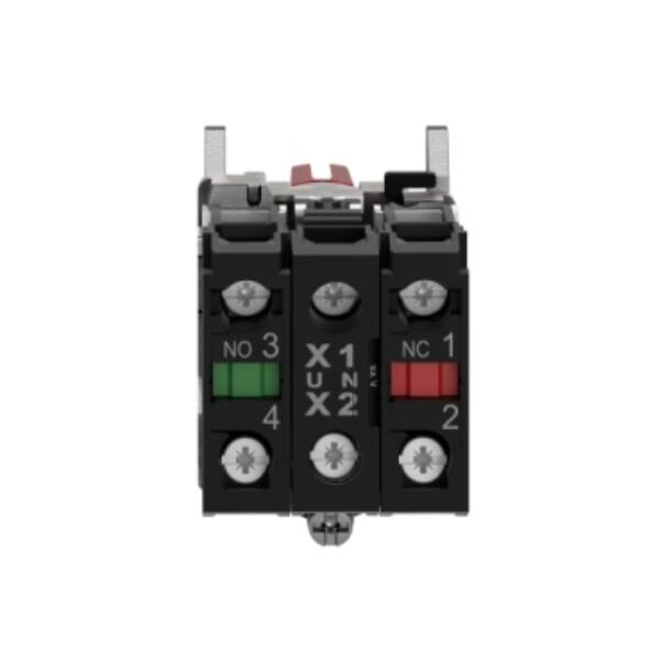 Illuminated selector switch, Harmony XB4, metal, red handle, 22mm, universal LED, 3 positions, 1NO + 1NC, 24V AC DC - Schneider Electric - XB4BK134B5