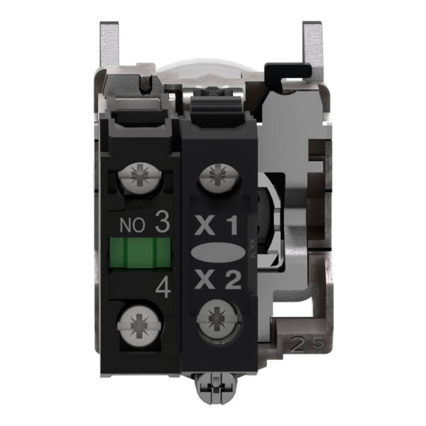 Complete illuminated push button, Harmony XB4, metal, flush, white, Ø22 mm, spring return, booted, 24 V AC/DC, 1 NO, ATEX - Schneider Electric - XB4BP183B5EX