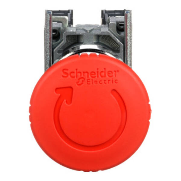 Emergency stop switching off, metal, red mushroom, Ø40, Ø22, trigger latching turn to release, 1 NO + 1 NC - Schneider Electric - XB4BS8445