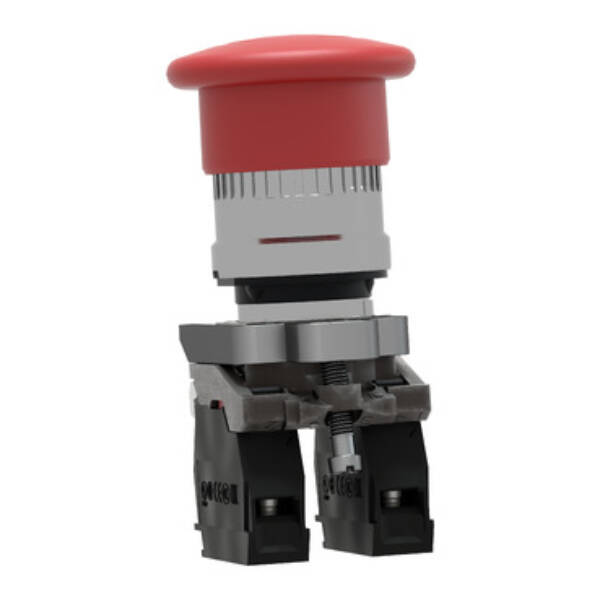 Emergency stop switching off, metal, red mushroom, Ø40, Ø22, trigger latching push-pull, 1 NO + 1 NC - Schneider Electric - XB4BT845