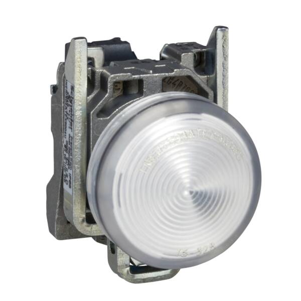 Complete pilot light, Harmony XB4, round Ø22 mm, IP65, white, integral LED, 24 V, lugs, ATEX - Schneider Electric - XB4BVB1EX