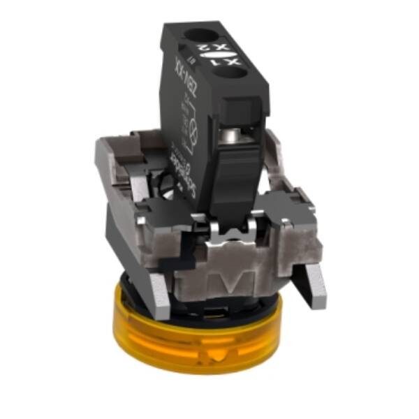 Complete pilot light, Harmony XB4, round Ø22 mm, IP65, yellow, integral LED, 24 V, lugs, ATEX - Schneider Electric - XB4BVB5EX