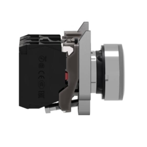 Illuminated push button, Harmony XB4, metal, white flush, 22mm, universal LED, plain lens, 1NO + 1NC, 110...120V AC - Schneider Electric - XB4BW31G5