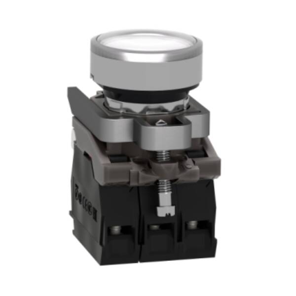 Illuminated push button, Harmony XB4, metal, white flush, 22mm, universal LED, plain lens, 1NO + 1NC, 230...240V AC - Schneider Electric - XB4BW31M5