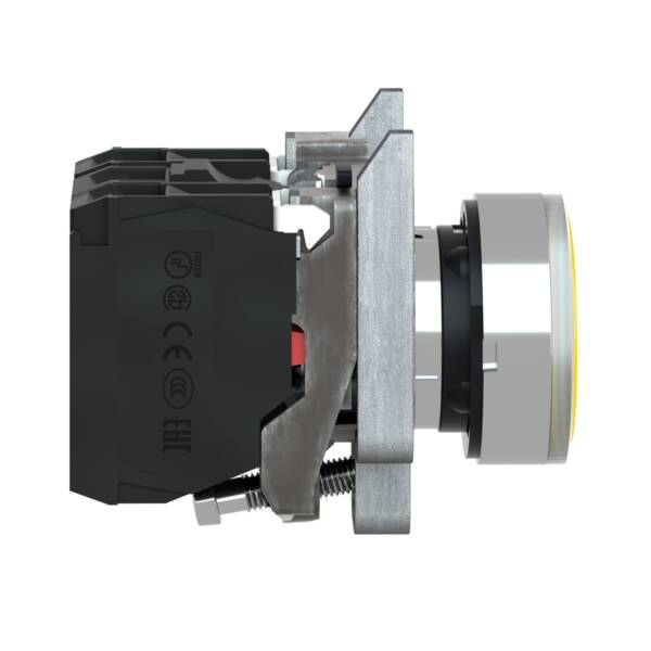 Illuminated push button, Harmony XB4, metal, orange flush, 22mm, universal LED, plain lens, 1NO + 1NC, 230...240V AC - Schneider Electric - XB4BW35M5