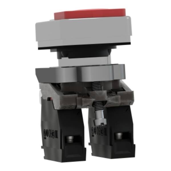 Illuminated double-headed push button, metal, Ø22, 1 green flush I + 1 pilot light + 1 red projecting O, 1 NO + 1 NC - Schneider Electric - XB4BW73731B5