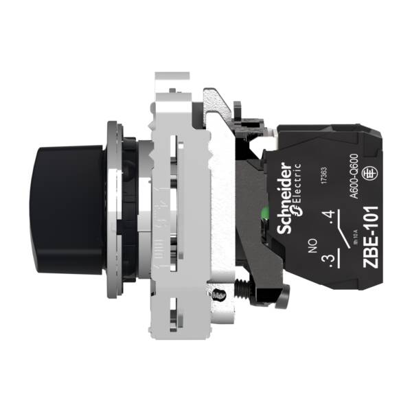 Harmony XB4, Selector switch flush mounted, metal, black, Ø30, 2 positions, stay put, 1 NO - Schneider Electric - XB4FD21