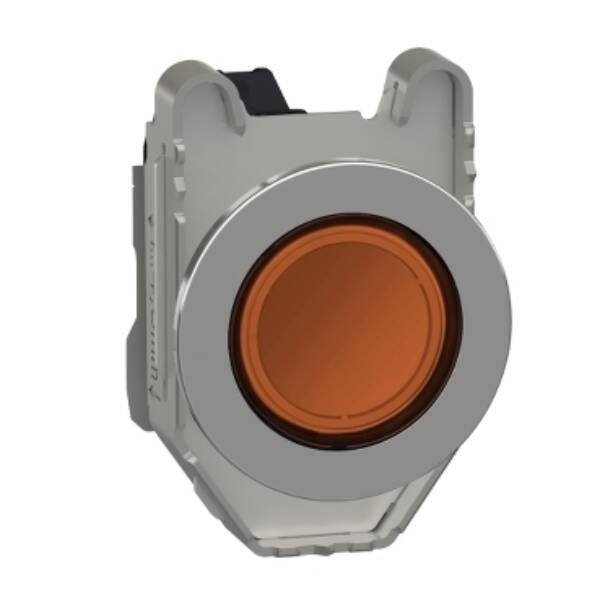 Pilot light, Harmony XB4,metal, orange flush mounted, 30mm, universal LED, plain lens, 230...240V AC - Schneider Electric - XB4FVM5