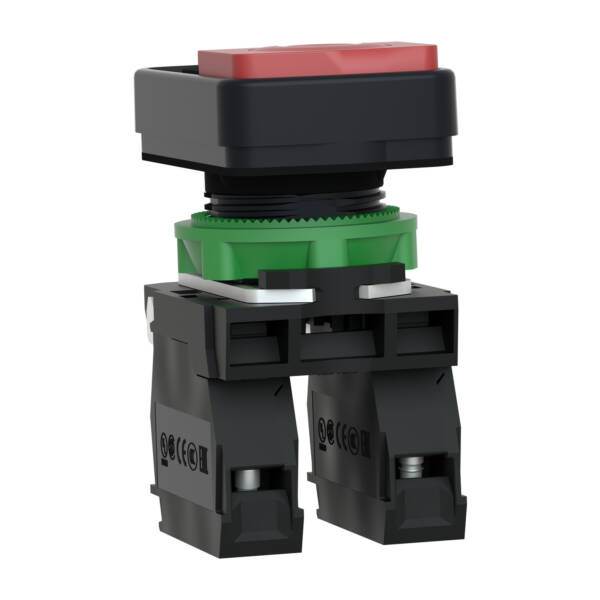 Double-headed push button, plastic, Ø22, 1 green flush marked I + 1 red projecting marked O, 1 NO + 1 NC - Schneider Electric - XB5AL73415