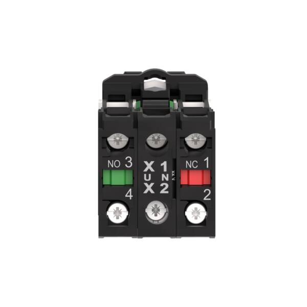Illuminated push button, Harmony XB5, plastic, green flush, 22mm, universal LED, plain lens, 1NO + 1NC, 24V AC DC - Schneider Electric - XB5AW33B5