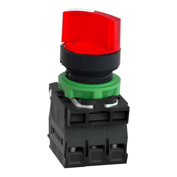 Illuminated push button, Harmony XB5, grey bezel, red flush, 22mm, universal LED, spring return, 1NO + 1NC, 110…120V AC - Schneider Electric - XB5AW34G5C0