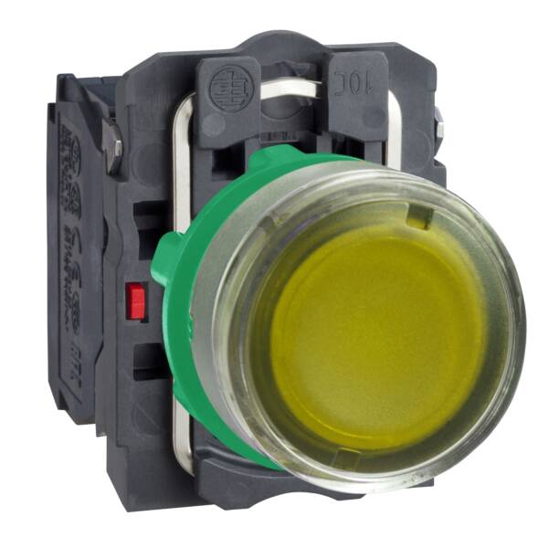 Illuminated push button, Harmony XB5, grey bezel, orange flush, 22mm, universal LED, plain lens, 1NO + 1NC, 120V - Schneider Electric - XB5AW35G5C0