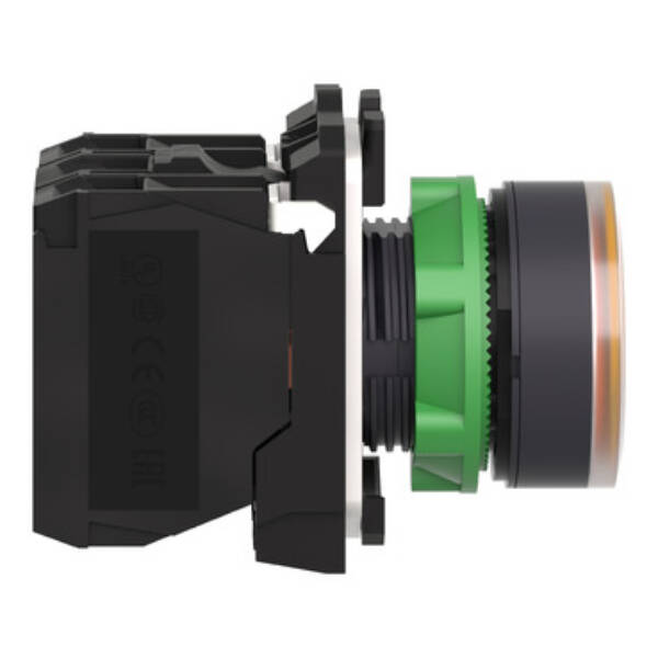 Illuminated push button, Harmony XB5, plastic, orange flush, 22mm, universal LED, plain lens, 1NO + 1NC, 230...240V AC - Schneider Electric - XB5AW35M5
