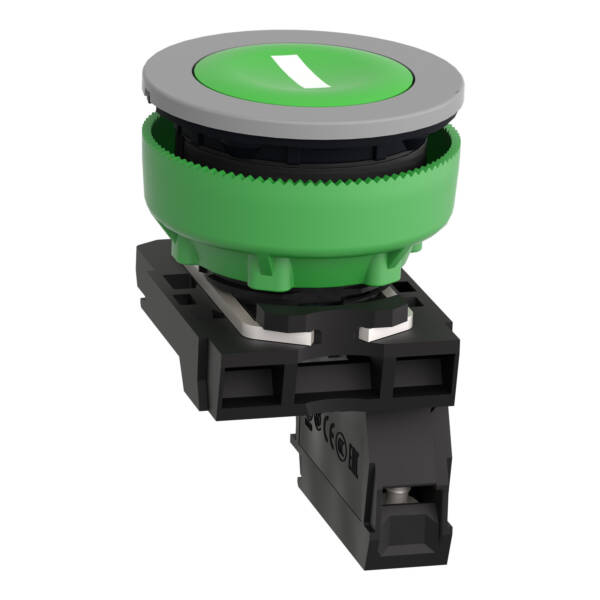 flush mounted gr flush caps pb wh marked "I" 1NO screw clamp cp grey - Schneider Electric - XB5FA3311C0