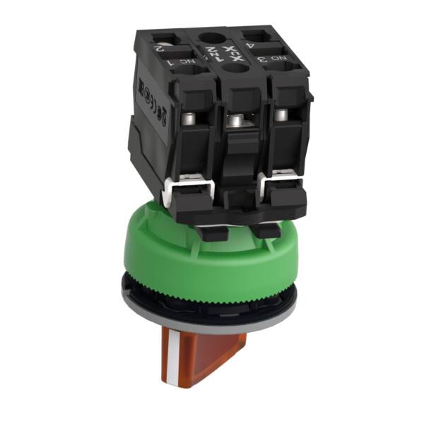 Illuminated selector switch, Harmony XB5, grey bezel, or handle, universal LED, 2 positions, 1NO + 1NC, 24V AC DC - Schneider Electric - XB5FK125B5C0