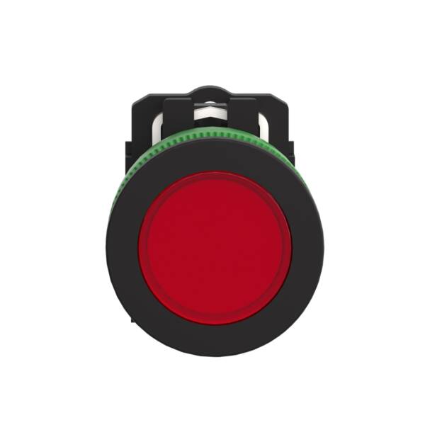 Pilot light, Harmony XB5, antimicrobial, grey plastic, red flush mounted, 30mm, universal LED, plain lens, 24V AC DC - Schneider Electric - XB5FVB4