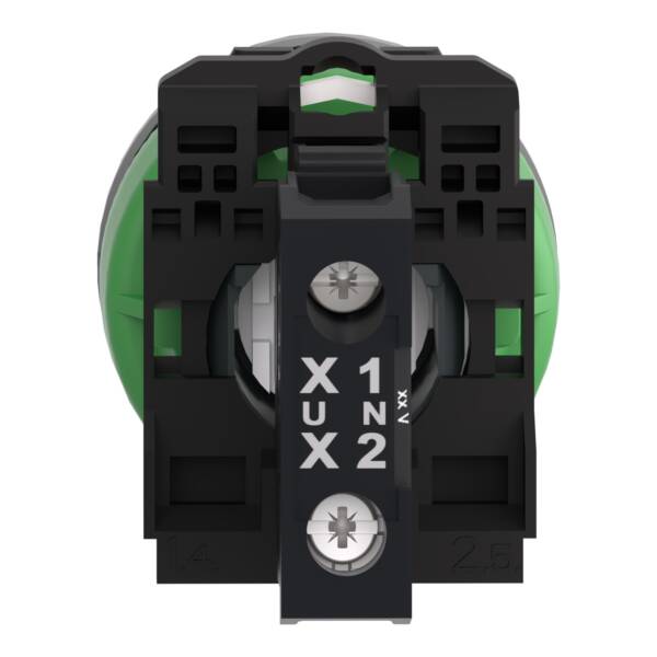 Pilot light, Harmony XB5, red flush mounted, grey bezel, 30mm, universal LED, plain lens, 110…120V - Schneider Electric - XB5FVG4C0