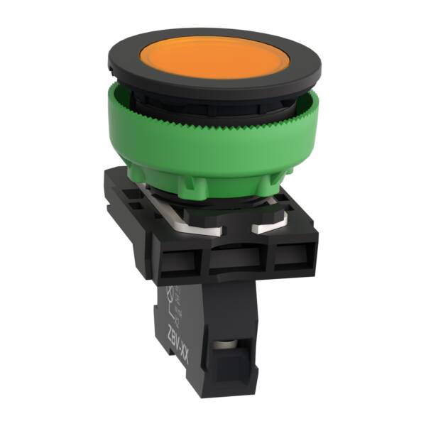 Pilot light, Harmony XB5,  grey plastic, orange flush mounted, 30mm, universal LED, 230...240V AC - Schneider Electric - XB5FVM5