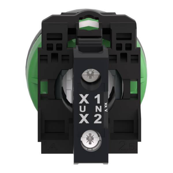 Pilot light, Harmony XB5, orange flush mounted, grey bezel, 30mm, universal LED, plain lens, 230…240V - Schneider Electric - XB5FVM5C0