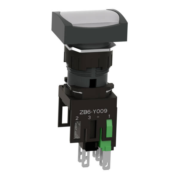 white rectang flush complete illum pushbutton Ø16 spring return 1NO 12...24V - Schneider Electric - XB6DW1B1B