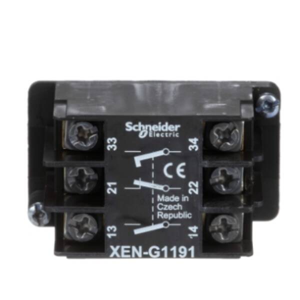 spring return contact block - 1 NC + 2 NO - front mounting - Schneider Electric - XENG1191